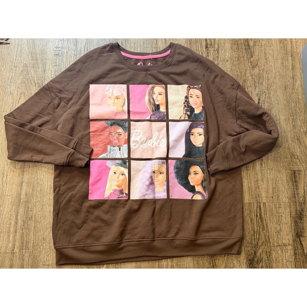 Barbie Hybrid Apparel Brown Graphic Sweatshirt XL Diverse Portraits Crewneck